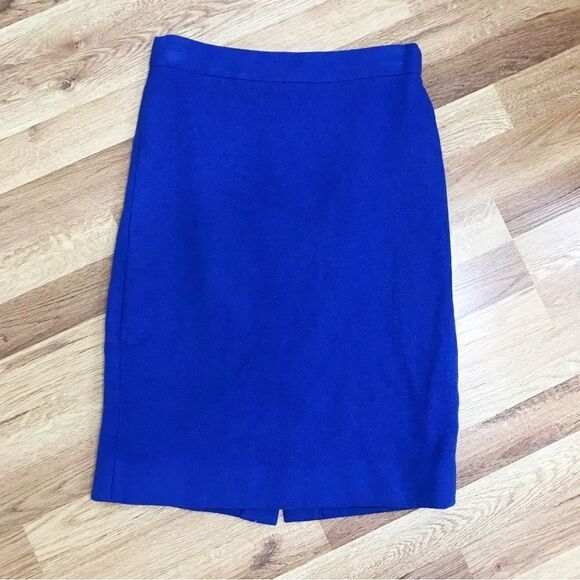 J CREW 100% Wool No‎ 2 Pencil Skirt Royal Blue Knee Length Fitted Lined Size 4 - Picture 2 of 14